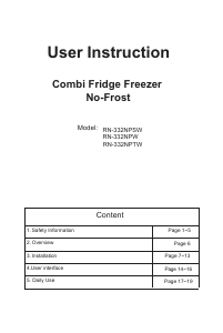 Руководство Winia RN-332NPSW Холодильник с морозильной камерой