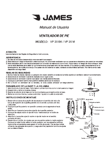 Manual de uso James VP 20 BK Ventilador