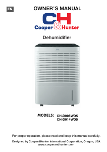 Manual Cooper & Hunter CH-D014WD5 Dehumidifier