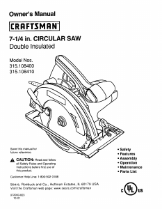 Manual Craftsman 315.108400 Circular Saw