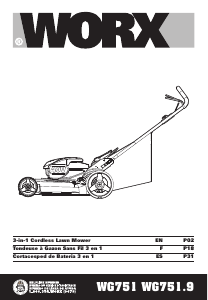 Mode d’emploi Worx WG751.3 Tondeuse à gazon