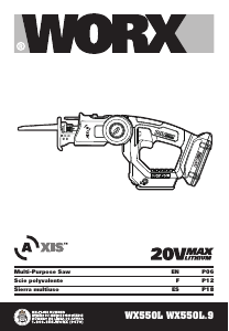 Manual Worx WX550L.9 Reciprocating Saw