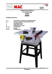 Bedienungsanleitung Promac 355C Tischsäge