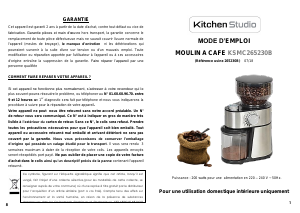 Mode d’emploi Kitchen Studio KSMC265230B Moulin à café