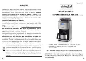 Mode d’emploi KitchenChef KCP.4266 Cafetière