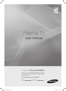 Manual Samsung PS50B550T2F Plasma Television