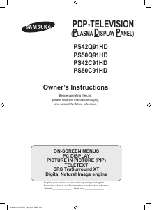 Manual Samsung PS-42C91HD Plasma Television