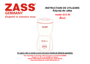 Manual Zass ZCG 05 Basic Râșniță de cafea