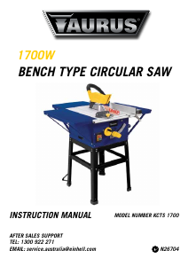 Manual Taurus KCTS 1700 Table Saw