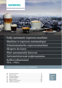 Handleiding Siemens TI313219RW Espresso-apparaat