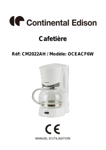 Mode d’emploi Continental Edison OCEACF6W Cafetière