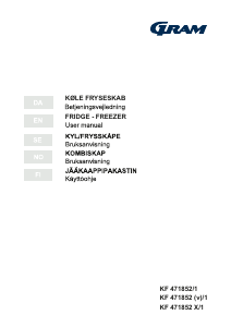 Handleiding Gram KF 471852 (v)/1 Koel-vries combinatie