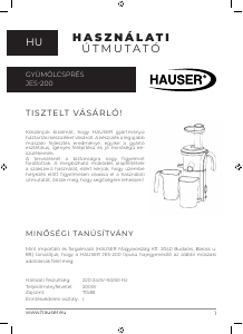 Manual Hauser ​JES-200 Storcator