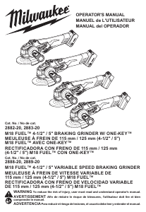 Manual Milwaukee 2888-20 Angle Grinder