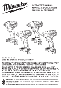 Manual Milwaukee 2755-20 Impact Wrench