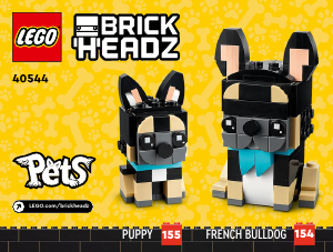 Manual Lego set 40544 Brickheadz Pets - French Bulldog