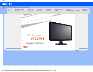 Manual de uso Philips 190CW8FB Monitor de LCD