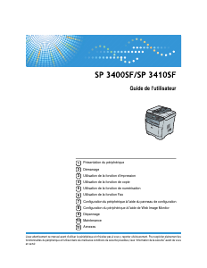 Mode d’emploi Ricoh Aficio SP 3410SF Imprimante multifonction