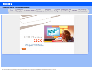 Bedienungsanleitung Philips 220X1SW LCD monitor