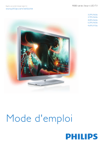 Mode d’emploi Philips 9000 Series 32PFL9606H Téléviseur LED