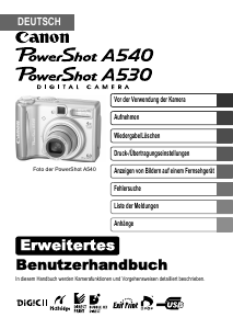 Bedienungsanleitung Canon PowerShot A530 Digitalkamera