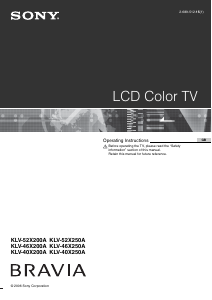 Manual Sony Bravia KLV-40X250A LCD Television
