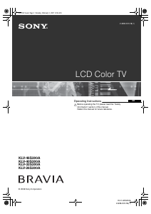 Manual Sony Bravia KLV-46S200A LCD Television