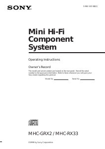 Handleiding Sony MHC-GRX2 Stereoset