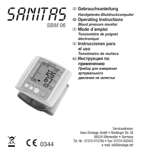 Manual Sanitas SBM 06 Blood Pressure Monitor