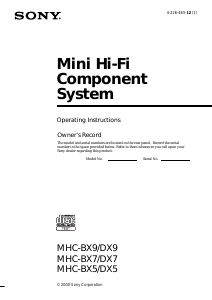 Handleiding Sony MHC-DX5 Stereoset