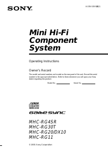 Handleiding Sony MHC-RG20 Stereoset