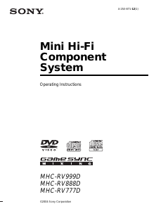 Handleiding Sony MHC-RV888D Stereoset