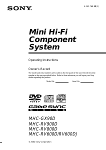 Handleiding Sony MHC-RV600DJ Stereoset