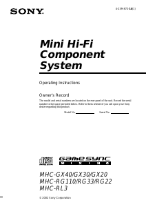 Manual Sony MHC-RL3 Stereo-set