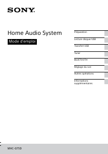 Mode d’emploi Sony MHC-GT5D Stéréo