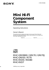 Manual Sony MHC-GRX70 Stereo-set