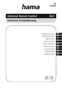 Mode d’emploi Hama 00012362 Universal 8in1 Télécommande