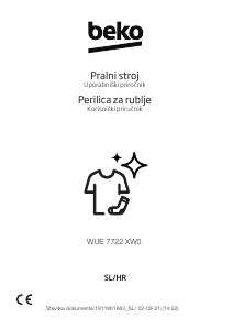 Priročnik BEKO WUE 7722 XW0 Pralni stroj