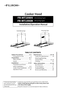 Manual Fujioh FR-MT1990V Cooker Hood