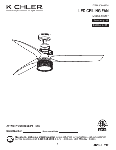 Manual de uso Kichler 35157 Indoor Ventilador de techo