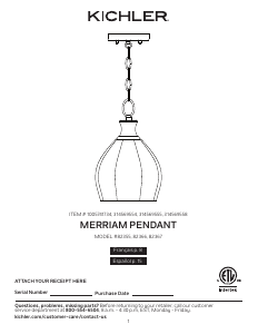 Manual Kichler 82355 Merriam Lamp