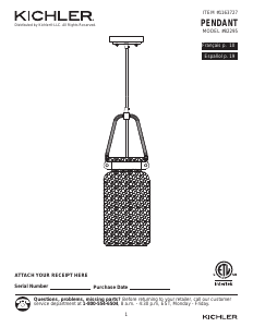 Manual Kichler 82295 Clove Lamp