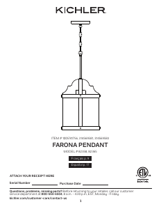 Manual Kichler 82365 Farona Lamp