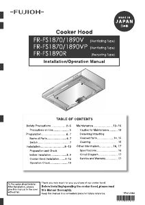 Manual Fujioh FR-FS1870V Cooker Hood