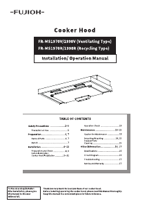 Manual Fujioh FR-MS1970V Cooker Hood