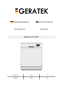 Manual Geratek Klagenfurt GS6051S Dishwasher