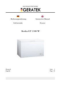 Manual Geratek Kotka GT2100W Freezer