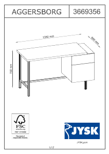 Használati útmutató JYSK Aggersborg (135x75x59) Íróasztal