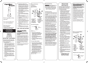 Manual de uso Hamilton Beach CA45 Sacacorchos