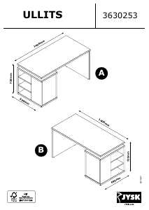 Használati útmutató JYSK Ullits (140x73x69) Íróasztal